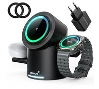 ZEEHOO Cargador inalámbrico, Estación de Carga Inductiva de 15 W para Samsung Galaxy Watch Ultra, Qi2, Estación de Carga 3 en 1 para Apple 16 15, 14, 13, 12 Series y AirPods