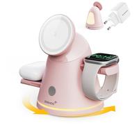 ZEEHOO Estación de Carga inalámbrica 4 en 1 para Apple, Cargador MagSafe y luz Regulable, Cargador inalámbrico Qi2 de 15 W para iPhone 16, 15, 14, 13, 12, iWatch, Samsung Galaxy Watch y AirPods.