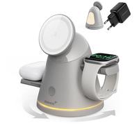 ZEEHOO Estación de Carga inalámbrica 4 en 1 para Apple, Cargador MagSafe y luz Regulable, Cargador inalámbrico Qi2 de 15 W para iPhone 17,16,15,14,13,12, iWatch, Samsung Galaxy Watch y AirPods
