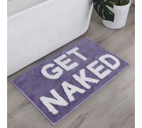 Zeeinx Get Naked - Alfombra de baño antideslizante de microfibra, divertida decoración de baño para apartamento, alfombra de baño morada para bañera y ducha, lavable a máquina, 50,8 x 81,2 cm