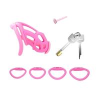 ZeeKoug Caja De ProteccióN Deportiva Rosa De Novedad, 4 Anillos De TamañO Diferente + Accesorios De Tubo De Silicona, Una Llave, FáCil De Llevar, Regalo De Pareja (TamañO PequeñO)