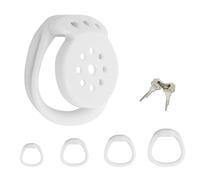 ZeeKoug Equipo Deportivo y de Fitness de Jaula Protectora de Estilo A Blanco, un Conjunto de 4 Anillos Intercambiables + 1 par de Llaves, cómodo de Usar, Regalo de Pareja