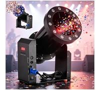 ZEEKYFOR máquina de Confeti de 1500W con Control Remoto, Soplador de Confeti eléctrico con 12 Luces LED, ángulo Ajustable, para Bodas, Festivales y Eventos de Discotecas