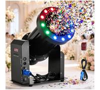 ZEEKYFOR Máquina Lanzadora de Cañón de Confeti Eléctrica con Control Remoto y 12 Luces LED, Máquina de Confeti Profesional para Escenario de Bodas y Conciertos