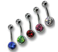 ZEEme Piercing Ombligo 8mm 316L Acero Quirujano Swarovski Cristales Piedras