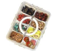 ZEENING Bandeja transparente dividida para servir aperitivos con tapa y asa, caja de aperitivos para charcutería, organizador de almacenamiento para frutas, dulces, verduras, frutos secos y