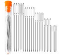 Zeeorymn - Agujas de coser a mano, agujas de coser de acero inoxidable, 25 agujas de costura con tubo de almacenamiento, adecuadas para bordado, punto, piel, lana y cuero