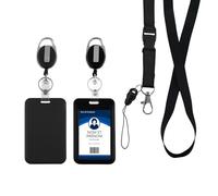 Zeeorymn Porta Badge titulares con cordón,Llavero Retractil, Ideal para ID Card Badges Holder para Tarjeta Escuela,Oficinas,Crédito,Tráfico,Negro