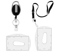Zeeorymn Porta Badge Titulares con Cordon, Llavero Retráctil y Funda de Plástico Resistente, Ideal para Tarjeta de Identificación, Escuela, Oficina, Tarjetas de Créadito y Documentos de Tráfico