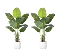 ZEEOZE 2 Piezas Planta Artificial Ave del Paraíso 120cm Plantas Artificiales Decorativas con 9 Hojas de Plátano,Planta Artificial Grande Interior con Maceta Blanca para Decoracion Hogar Room Decor