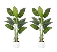 ZEEOZE 2 Piezas Planta Artificial Ave del Paraíso 150cm Plantas Artificiales Decorativas con 10 Hojas de Plátano,Planta Artificial Grande Interior con Maceta Blanca para Decoracion Hogar Room Decor
