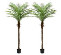 ZEEOZE 210 cm Palmera Artificial Phoenix Palmeras Artificiales Altas con 15 Hojas Ajustables Plantas Artificiales Phoenix para Patio Exterior Piscina Oficina en Casa Salón Jardín (2 Unidad, 210 cm)