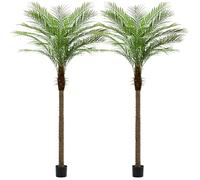 ZEEOZE 240 cm Palmera Artificial Phoenix Palmeras Artificiales Altas con 18 Hojas Ajustables Plantas Artificiales Phoenix para Patio Exterior Piscina Oficina en Casa Salón Jardín (2 Unidad, 240 cm)