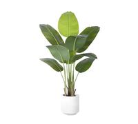 ZEEOZE Planta Artificial Ave del Paraíso 120cm Plantas Artificiales Decorativas con 9 Hojas de Plátano,Planta Artificial Grande Interior con Maceta Blanca para Decoracion Hogar Salon Casa Room Decor