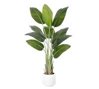 ZEEOZE Planta Artificial Ave del Paraíso 150cm Plantas Artificiales Decorativas con 10 Hojas de Plátano,Planta Artificial Grande Interior con Maceta Blanca para Decoracion Hogar Salon Casa Room Decor