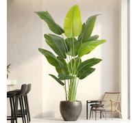 ZEEOZE Planta Artificial Ave del Paraíso 200cm Plantas Artificiales Decorativas con 15 Hojas de Plátano,Planta Artificial Grande Interior con Maceta Blanca para Decoracion Hogar Salon Casa Room Decor