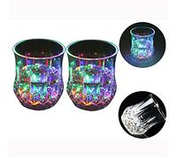 Zeerkeer Beber Vasos con 5 LED ，Vasos de Whisky con Cambio de Color Luces de acrílico Plexiglás Vasos de luz LED inductivos para Bar Beber Borbón, Cócteles, Vodka