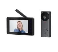 Zeerkeer Timbre con Cámara Exterior Sin WiFi ni App con Monitor IPS de 4,3", Videoportero Inalámbrico con Audio Bidireccional, Grabación Automática, Visión Nocturna, Batería 1000mAh y Antena Exterior