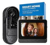 Zeerkeer Timbre Inalámbrico con Cámara HD 1080P - Videoportero Impermeable IP65 Exterior Sin WiFi, Pantalla IPS 4.3 Pulgadas, Visión Nocturna en Color, Audio Bidireccional, en Tarjeta SD
