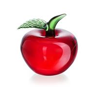 ZEERSHEE Figura de manzana roja de cristal soplado a mano adornos de cristal colección de frutas de cristal para sala de estar, estudio, oficina, decoración artística