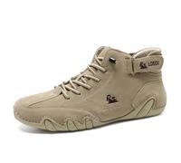 Zeetan 2024 Hombres Mujer Botas Altas De Gamuza, Zapatillas Casuales De Cuero Hechas A Mano Italianas Botas Chukka Altas Transpirables Antideslizantes Talla Grande,Beige,39