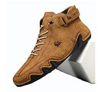 Zeetan 2024 Hombres Mujer Botas Altas De Gamuza, Zapatillas Casuales De Cuero Hechas A Mano Italianas Botas Chukka Altas Transpirables Antideslizantes Talla Grande,Marrón,37