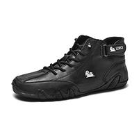 Zeetan 2024 Hombres Mujer Botas Altas De Gamuza, Zapatillas Casuales De Cuero Hechas A Mano Italianas Botas Chukka Altas Transpirables Antideslizantes Talla Grande,Negro,36