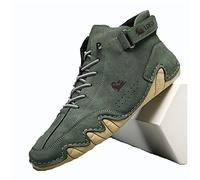 Zeetan 2024 Hombres Mujer Botas Altas De Gamuza, Zapatillas Casuales De Cuero Hechas A Mano Italianas Botas Chukka Altas Transpirables Antideslizantes Talla Grande,Verde,43