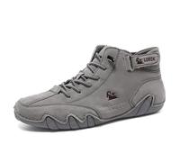 Zeetan 2024 Hombres Mujer Botas Altas De Gamuza, Zapatillas Casuales De Cuero Hechas A Mano Italianas Botas Chukka Altas Transpirables Antideslizantes Talla Grande,Gris,42