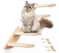 Zeetan Paquete De 2 Estantes para Gatos Montados En La Pared, Empalmables Escalera para Gatos De 2 Escalones con Rascado, Estantes para Gatos Y Perchas para Dormir Jugando A Escalar