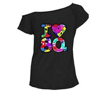 Zeetaq Camiseta para mujer con texto en inglés "I Love The 80's Shirtz", disfraz de neón para mujer, talla 36-54, Black Love 80's, XXXL