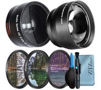 ZeeTech Paquete de accesorios de 49 mm para Canon EOS: R50, R100, M5, M6 Mark II, M6, R10, R7 + gran angular + teleobjetivo + kit de filtro + más (paquete de 8 piezas)