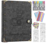 ZEEYUAN Álbum de Fotos de Piel, 60 páginas para diseñar con Remaches para Pegar páginas Negras, álbum Familiar, álbum de visitas de Boda