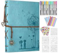 ZEEYUAN Álbum de fotos Scrapbook DIY kit de cuero diente de león álbum de fotos páginas en blanco 60 páginas para él