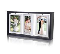 ZEEYUAN Marco de fotos giratorio de 10 x 15 cm, color negro, collage de 6 fotos, para familia, bodas, niñas, niños, amigos