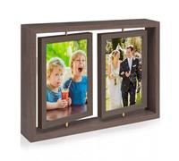 ZEEYUAN Marco de Fotos Moderno 13 x 18 cm, Aspecto de Madera, Marco de Fotos Giratorio para Formato Vertical, 4 Fotos para Regalar