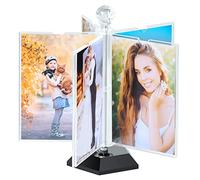 ZEEYUAN Marcos de Fotos giratorios de acrílico para Manualidades, 5 Caras para Insertar 10 imágenes/4x6 Fotos/rotación de 360 Grados Personalizados, múltiples imágenes
