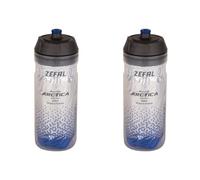 ZEFAL Pack Arctica 55 - Lote de 2 bidones de bicicleta de 550ml - Bidon Ciclismo Isotermico - Inodoro e impermeable - Bidón deportivo sin BPA - Plata/Azul, 2 x 550ml