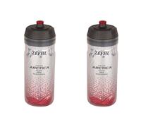 ZEFAL Pack Arctica 55 - Lote de 2 bidones de bicicleta de 550ml - Bidon Ciclismo Isotermico - Inodoro e impermeable - Bidón deportivo sin BPA - Plata/Rojo, 2 x 550ml
