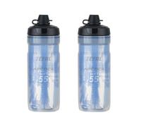 ZEFAL Pack Arctica 55 Soft Cap con Protección No Mud - 2 x Bidon Ciclismo Isotermico - Inodoro y Hermético con Protección contra el Barro - Bidón Ciclismo sin BPA - Azul/Plata - 2 x 550 ml