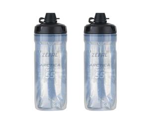 ZEFAL Pack Arctica 55 Soft Cap con Protección No Mud - 2 x Bidon Ciclismo Isotermico - Inodoro y Hermético con Protección contra el Barro - Bidón Ciclismo sin BPA - Negro/Plata - 2 x 550 ml