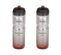 ZEFAL Pack Arctica 75-2 x Bidon Ciclismo Isotermico 750 ml para Bicicleta | Naranja/Plata - Botella Isotermica para Bicicleta - Bidon Termico Ciclismo sin BPA Fabricado en Francia