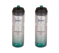ZEFAL Pack Arctica 75 - Lote de 2 bidones para bicicleta 750ml - Bidon Ciclismo Isotermico - Inodoro e impermeable, botella deportiva sin BPA, Plata/Verde Caraibe, 2 x 750ml