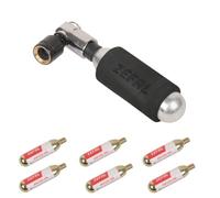 ZEFAL Pack EZ Big Shot y 7 Cartuchos de CO2 de 16g - Inflador Bicicleta y Cartuchos CO2 de Rosca Universal - Bomba de MTB y Carretera - Presta, Schrader y Dunlop - Compacta, Ligera y Rápida