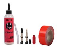 ZEFAL Tubeless Kit de Conversión de Neumáticos Bici Hibrida - Cintas Adhesivas + Líquido preventivo Antipinchazos + Válvulas Tubeless + Herramienta para Sacar el óbus - 25 mm