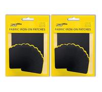 ZEFFFKA 2 PACK Tela de Parches de Jean Aplicables con Plancha Interior & Exterior Pegamento Mas Fuerte 100% Algodón Negro Kit de Decoración 12 Piezas Tamaño 3" x 4-1/4" (7.5 cm x 10.5 cm)