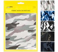 ZEFFFKA Parches de Tela Camuflados para Planchar Kit de Reparación Estilo Militar Adhesivo Resistente 100% Algodón 5 Piezas Tamaño 13 x 18 cm