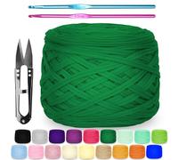 Zefphxs 290g Trapillo para Crochet, Hilo Algodon Crochet, Trapillo Pluma, Hilo Para Tejer a de Poliéster para DIY y Tejido, Decoración Hogareña（Verde）