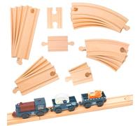 Zefphxs Juego de Vías de Tren de Mader 22 Pieza, Pistas de Madera, Amplia Selección de Carriles Rectos y Curvos, para Edades de 3 4 5 6 7 Años Regalo para Niños y Niña