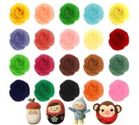 Zefphxs Lana de fieltro, 20 colores cada uno de 5 gramos, juego de iniciación de fieltro, lana de fieltro en seco, lana de cuento de hadas, lana de cuento de hadas para fieltro, fieltro húmedo para